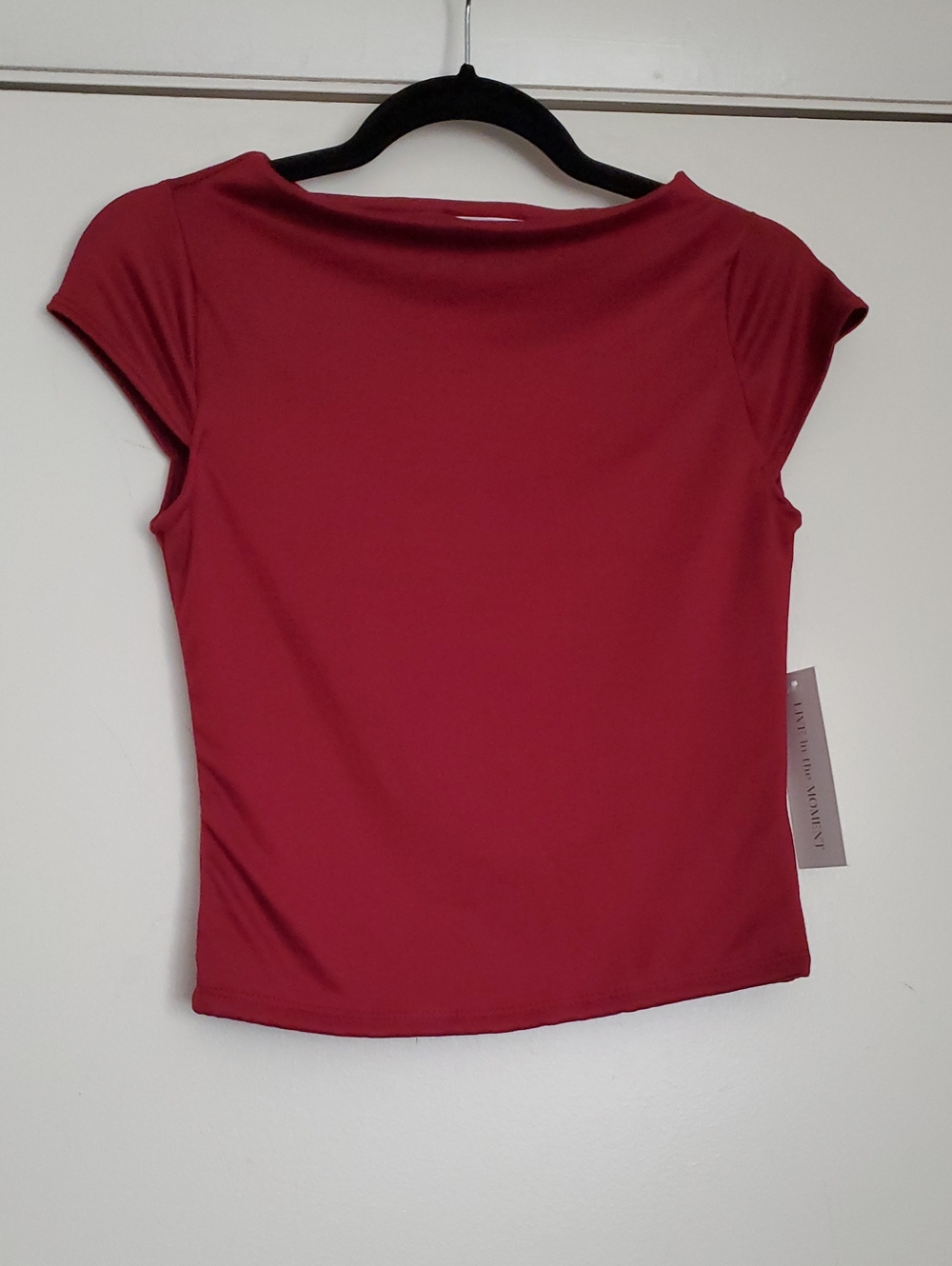 Women’s Burgundy Cap-Sleeve Crewneck Top
